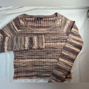 Volcom Brown and Tan Ribbed Knit Top